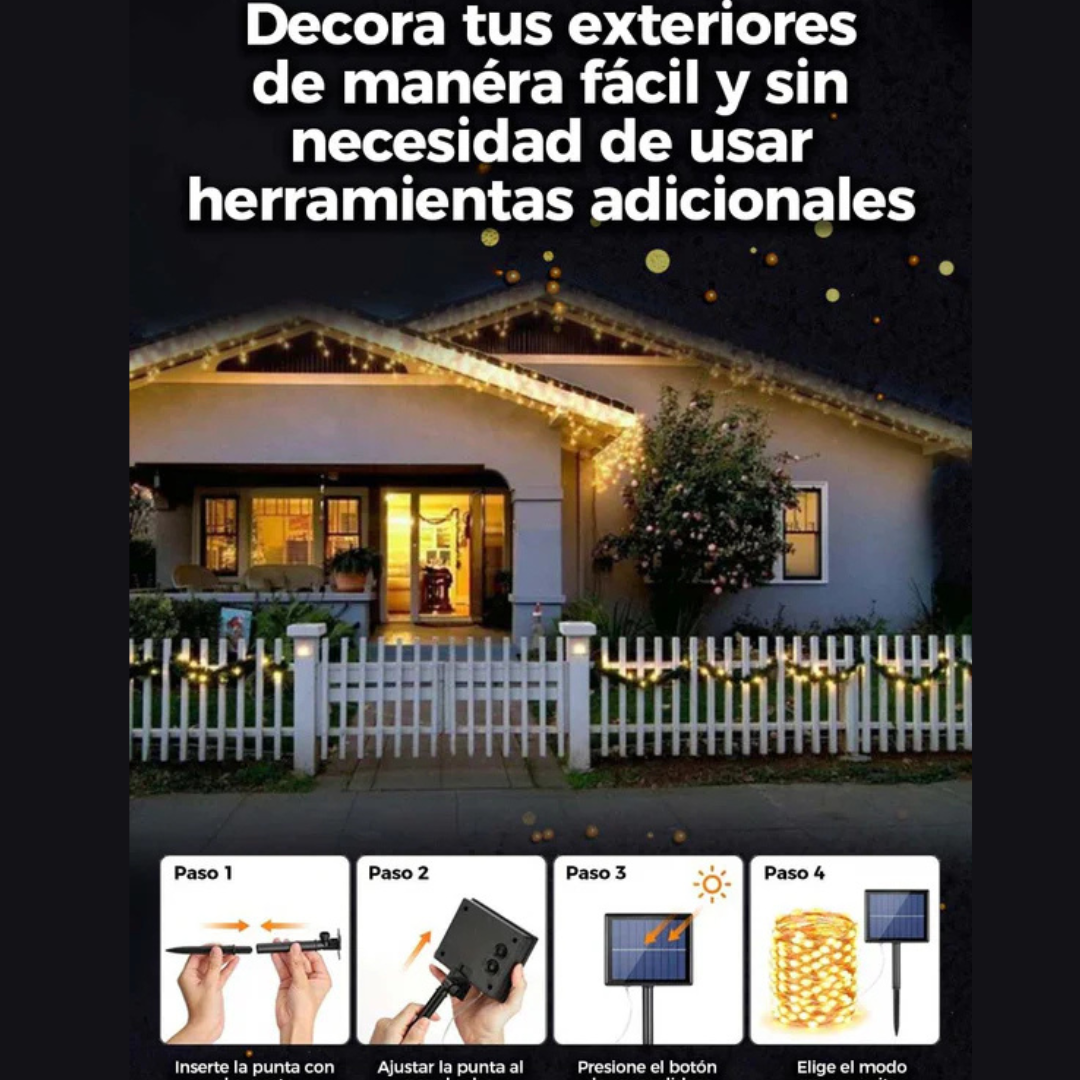 Luces Navideñas con Panel Solar (NAVIDAD DE ENSUEÑO)